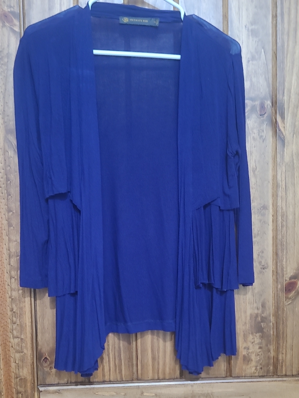 Outback Red Purple Open-Front Pleated Hem Cardigan - 3/4 Sleeve. Size XS